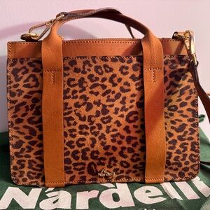 Nardelli Leopard-Print Satchel in Brown with Tan Trim